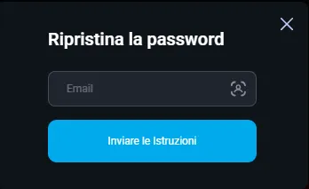 Schermata di ripristino della password di MyStake