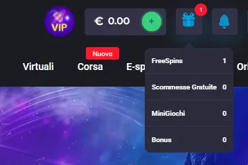 Icona regalo nell'intestazione di MyStake dopo la registrazione